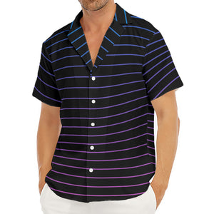 Blue And Purple EDM Wave Print Men's Deep V-Neck Shirt