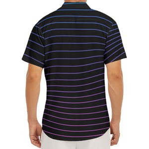 Blue And Purple EDM Wave Print Men's Deep V-Neck Shirt