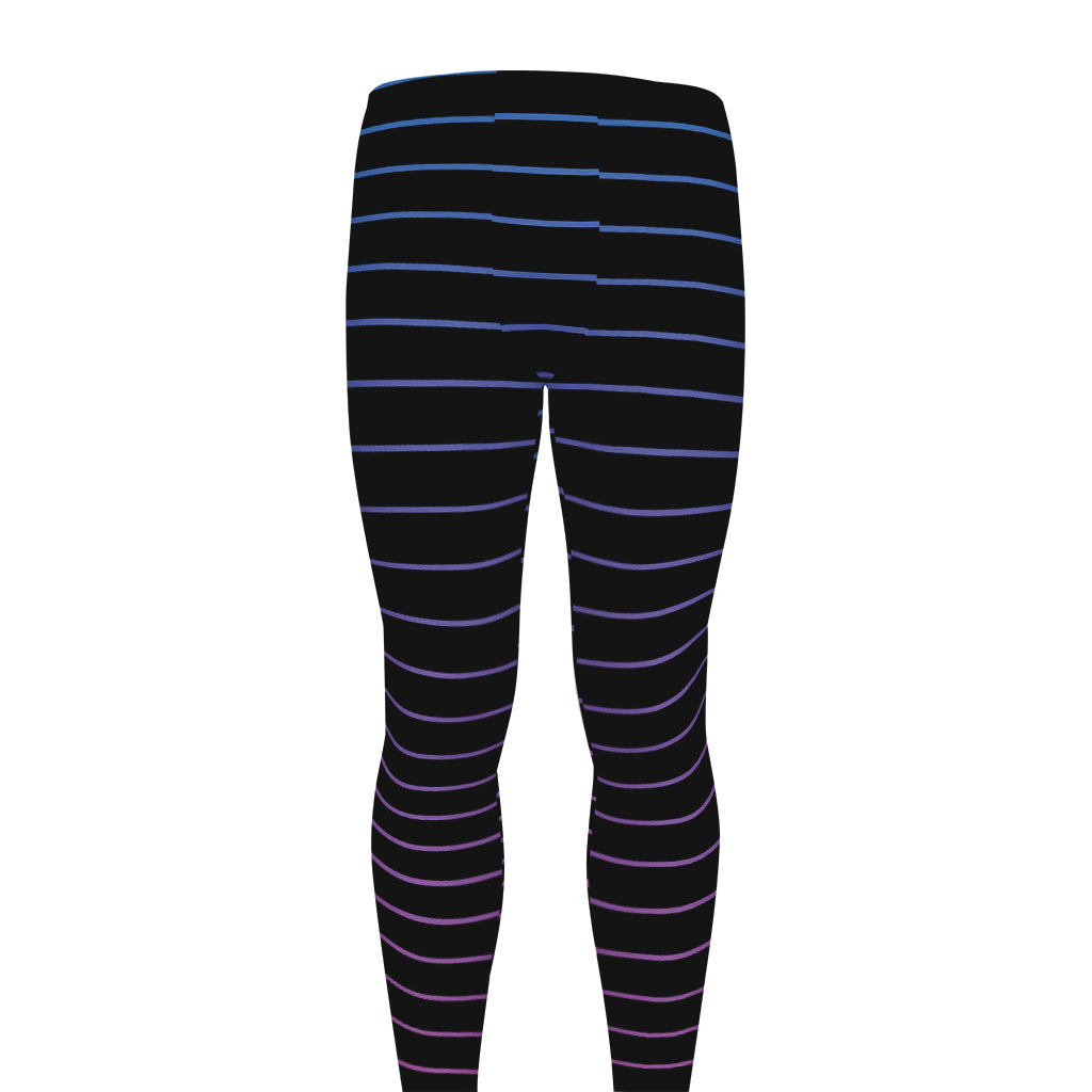Blue And Purple EDM Wave Print Men's leggings