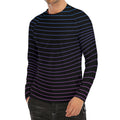 Blue And Purple EDM Wave Print Men's Long Sleeve Rash Guard