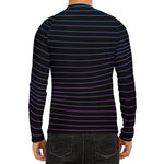 Blue And Purple EDM Wave Print Men's Long Sleeve Rash Guard