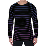 Blue And Purple EDM Wave Print Men's Long Sleeve T-Shirt