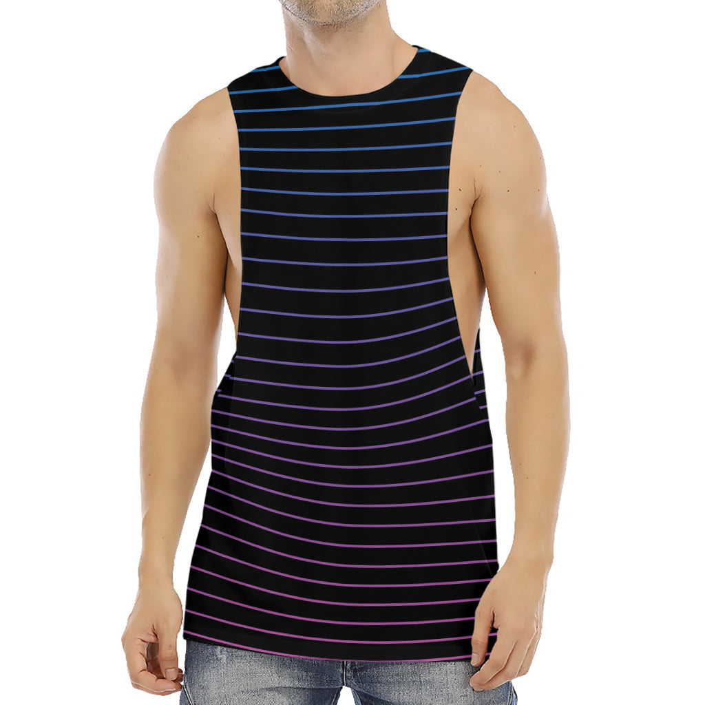 Blue And Purple EDM Wave Print Men's Muscle Tank Top