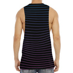 Blue And Purple EDM Wave Print Men's Muscle Tank Top