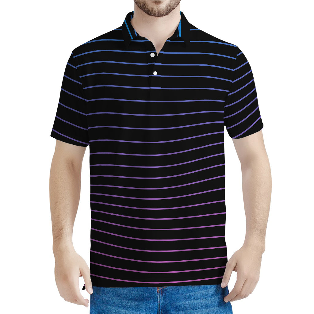 Blue And Purple EDM Wave Print Men's Polo Shirt