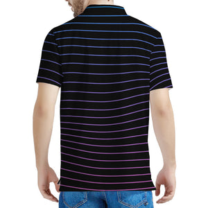 Blue And Purple EDM Wave Print Men's Polo Shirt