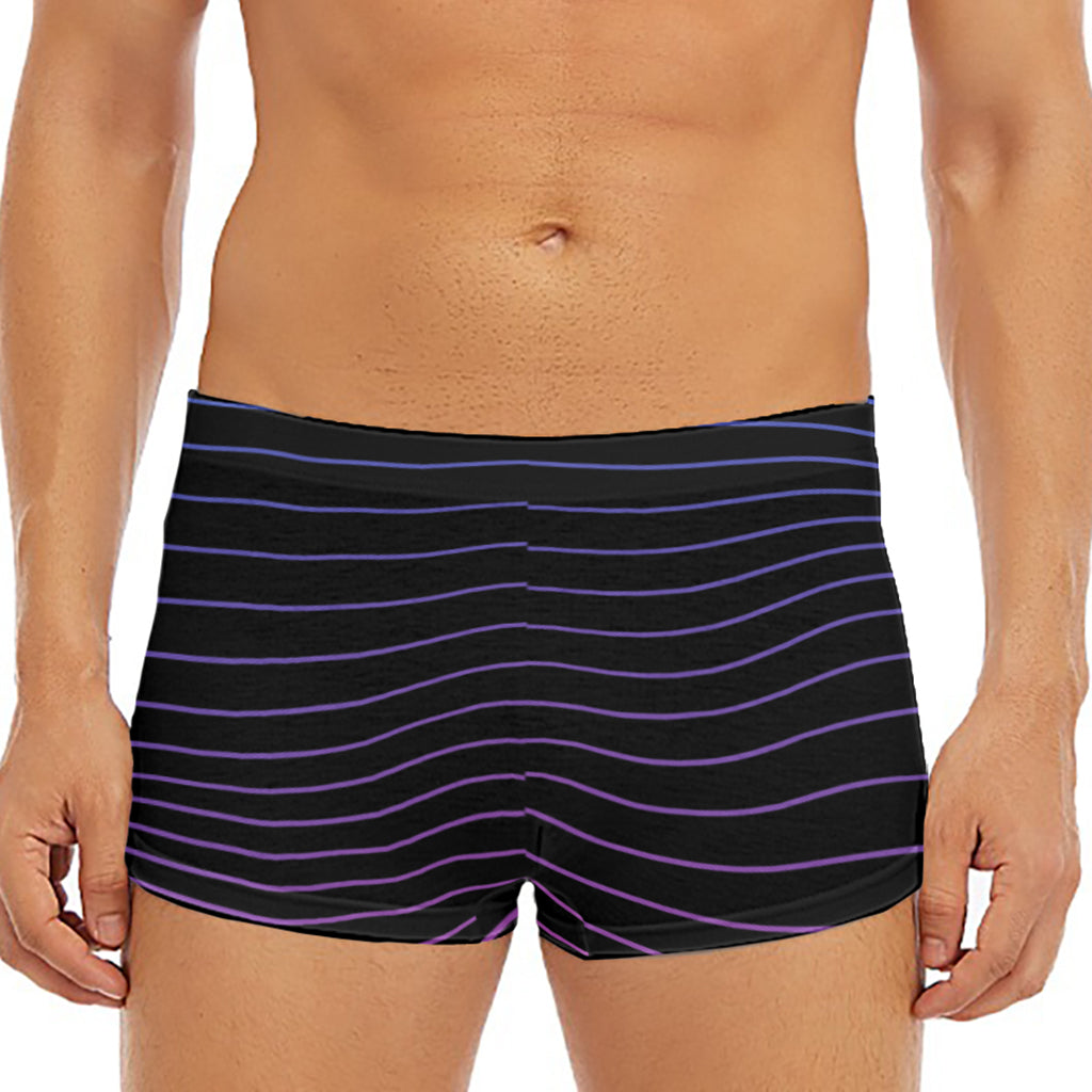 Blue And Purple EDM Wave Print Men's Short Boxer Briefs