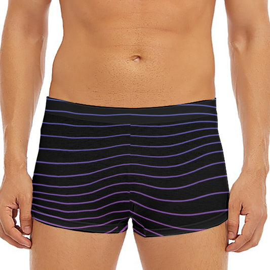 Blue And Purple EDM Wave Print Men's Short Boxer Briefs