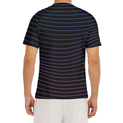 Blue And Purple EDM Wave Print Men's Short Sleeve Rash Guard