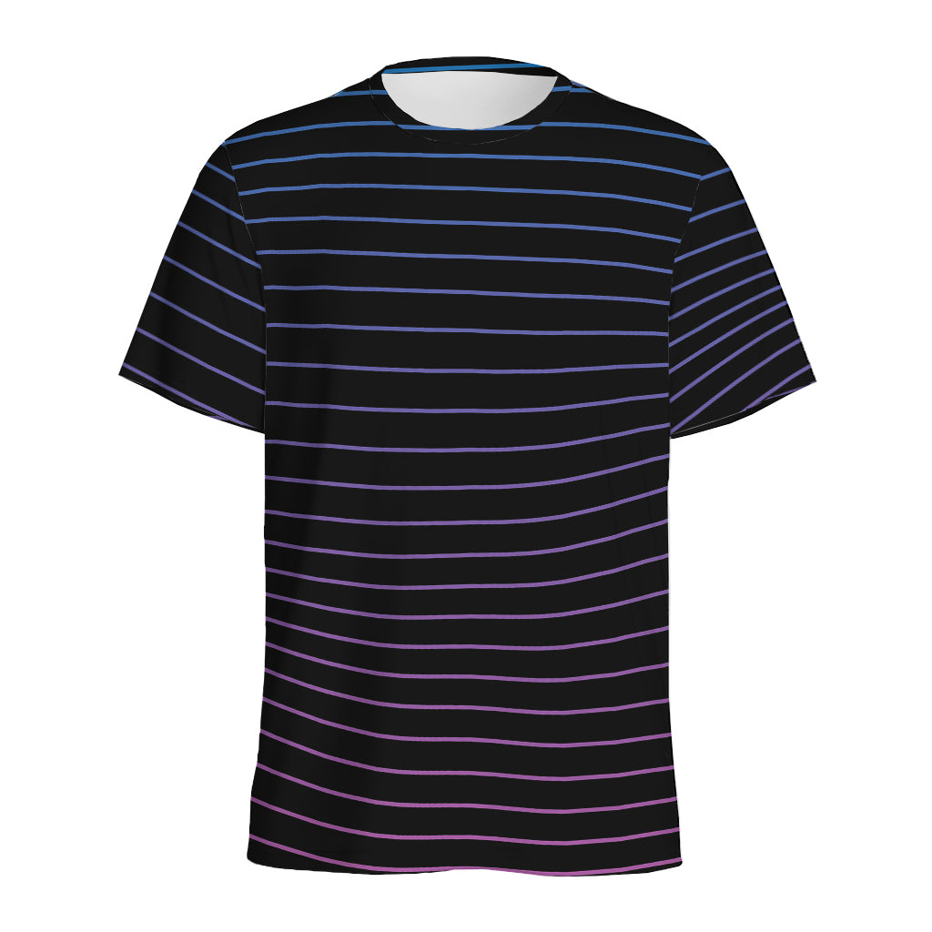Blue And Purple EDM Wave Print Men's Sports T-Shirt