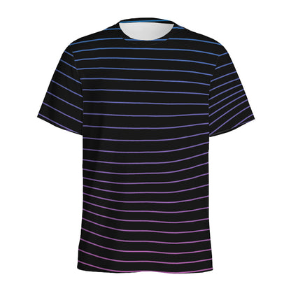 Blue And Purple EDM Wave Print Men's Sports T-Shirt