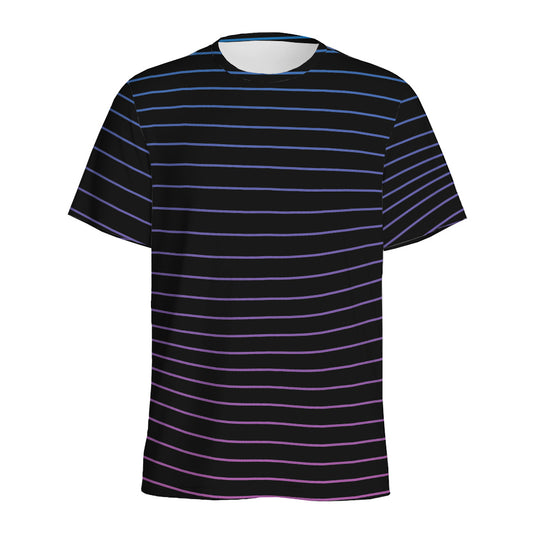 Blue And Purple EDM Wave Print Men's Sports T-Shirt