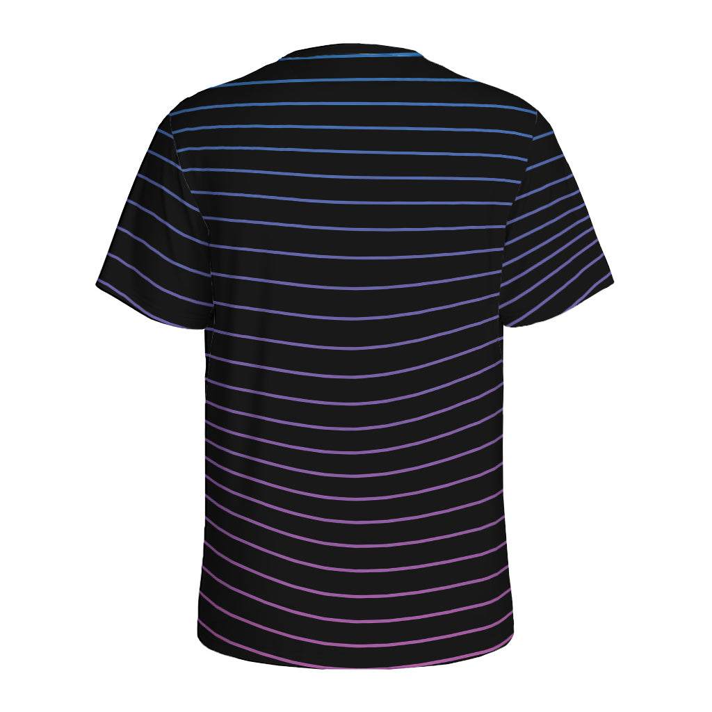 Blue And Purple EDM Wave Print Men's Sports T-Shirt
