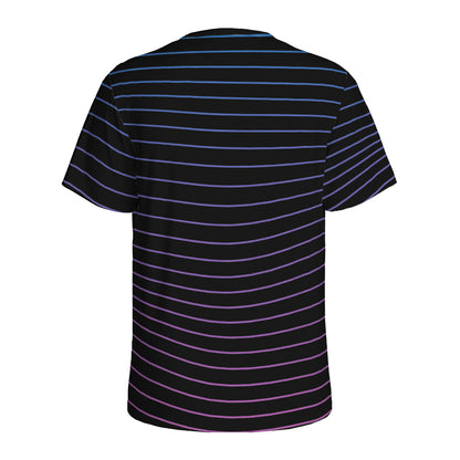 Blue And Purple EDM Wave Print Men's Sports T-Shirt