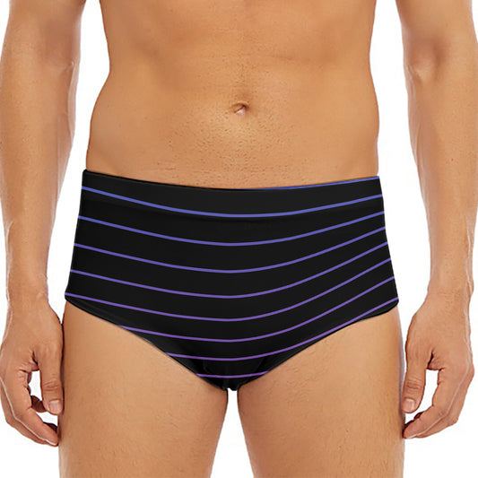 Blue And Purple EDM Wave Print Men's Triangle Swim Briefs