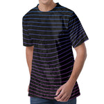 Blue And Purple EDM Wave Print Men's Velvet T-Shirt