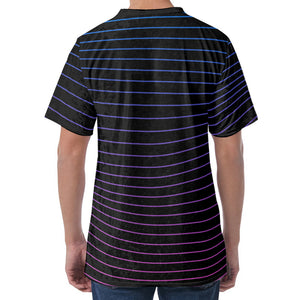 Blue And Purple EDM Wave Print Men's Velvet T-Shirt