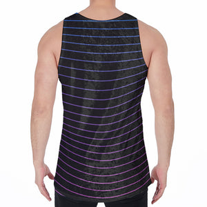 Blue And Purple EDM Wave Print Men's Velvet Tank Top