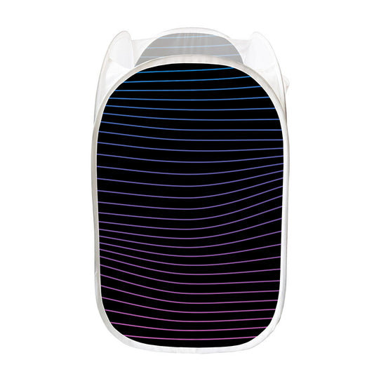 Blue And Purple EDM Wave Print Mesh Laundry Hamper