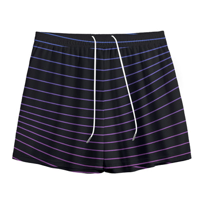 Blue And Purple EDM Wave Print Mesh Shorts