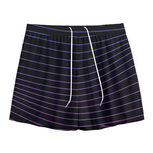 Blue And Purple EDM Wave Print Mesh Shorts