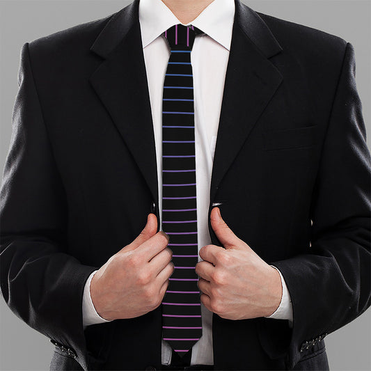 Blue And Purple EDM Wave Print Necktie