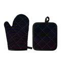 Blue And Purple EDM Wave Print Oven Mitt And Pot Holder Set