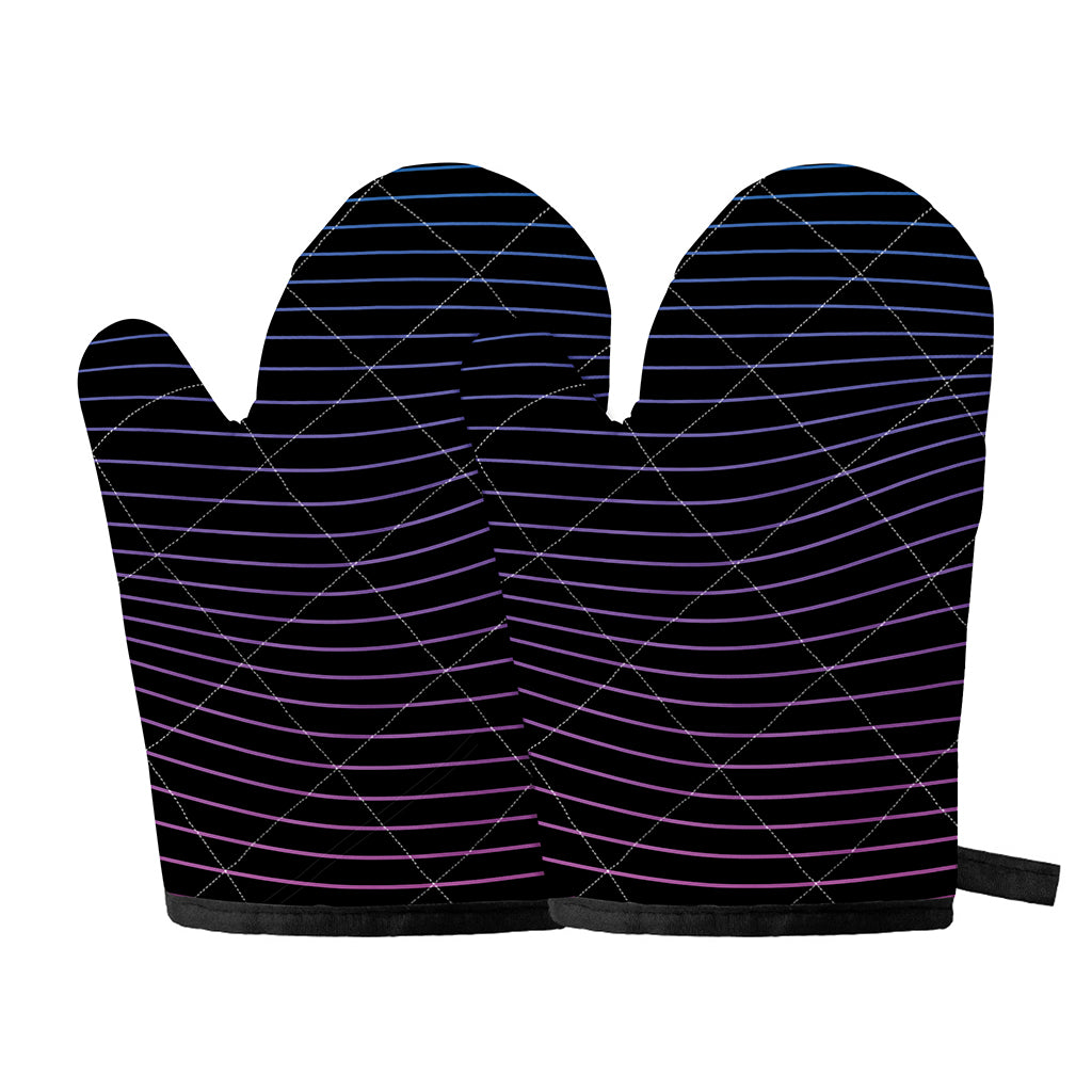 Blue And Purple EDM Wave Print Oven Mitts