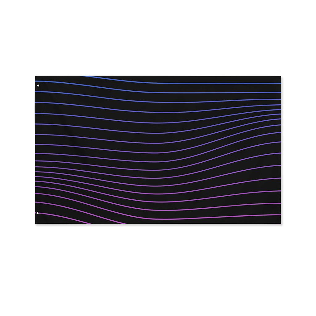 Blue And Purple EDM Wave Print Polyester Flag