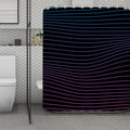 Blue And Purple EDM Wave Print Polyester Shower Curtain