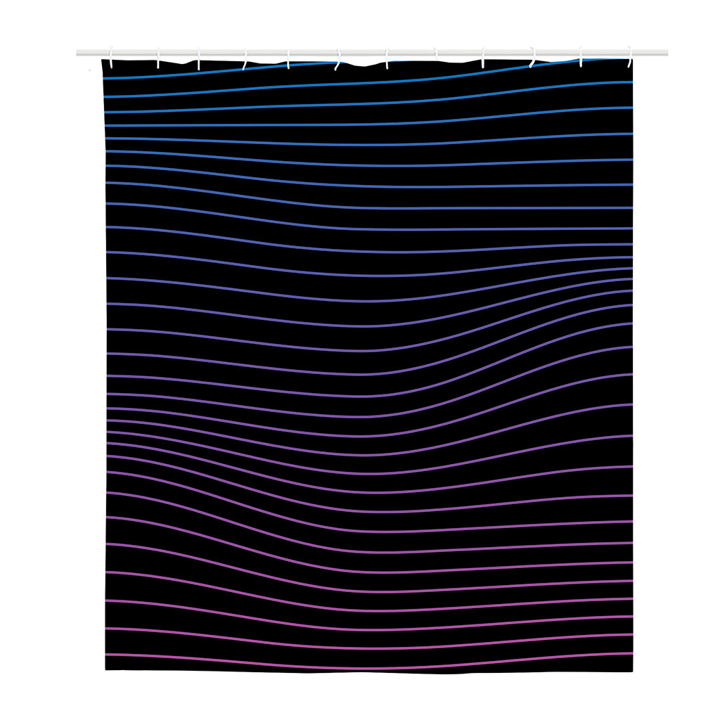 Blue And Purple EDM Wave Print Polyester Shower Curtain