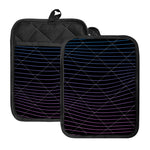Blue And Purple EDM Wave Print Pot Holders With Pocket