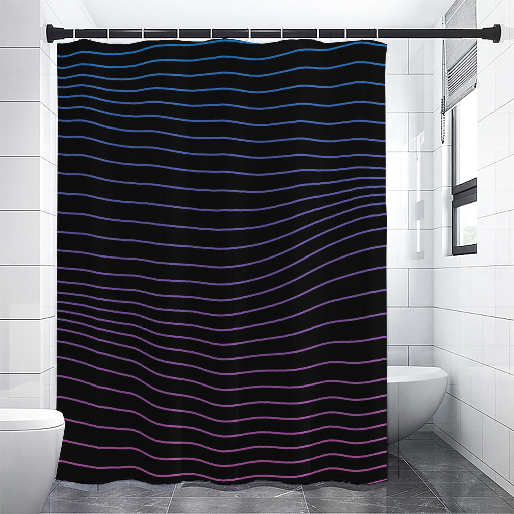 Blue And Purple EDM Wave Print Premium Shower Curtain