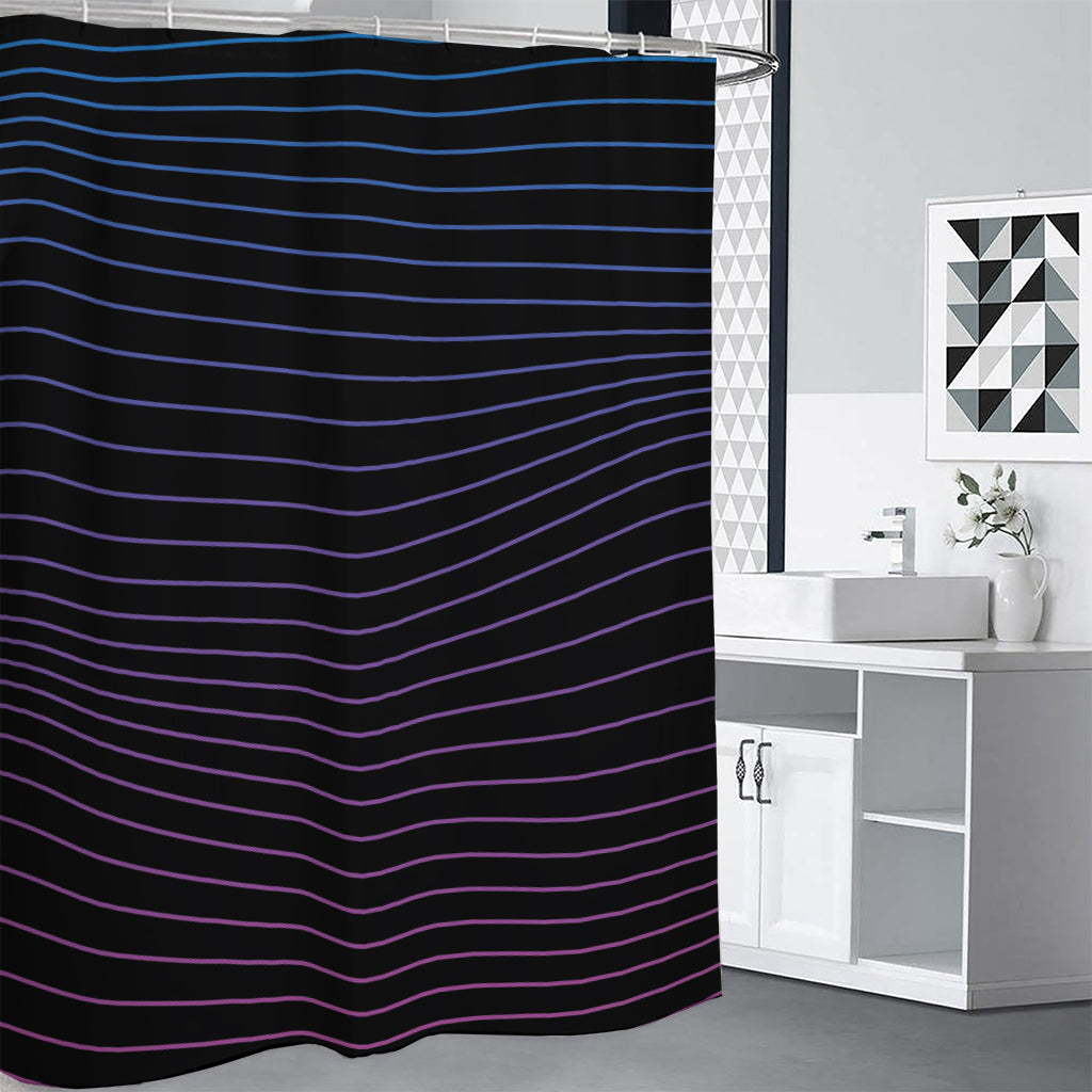 Blue And Purple EDM Wave Print Premium Shower Curtain