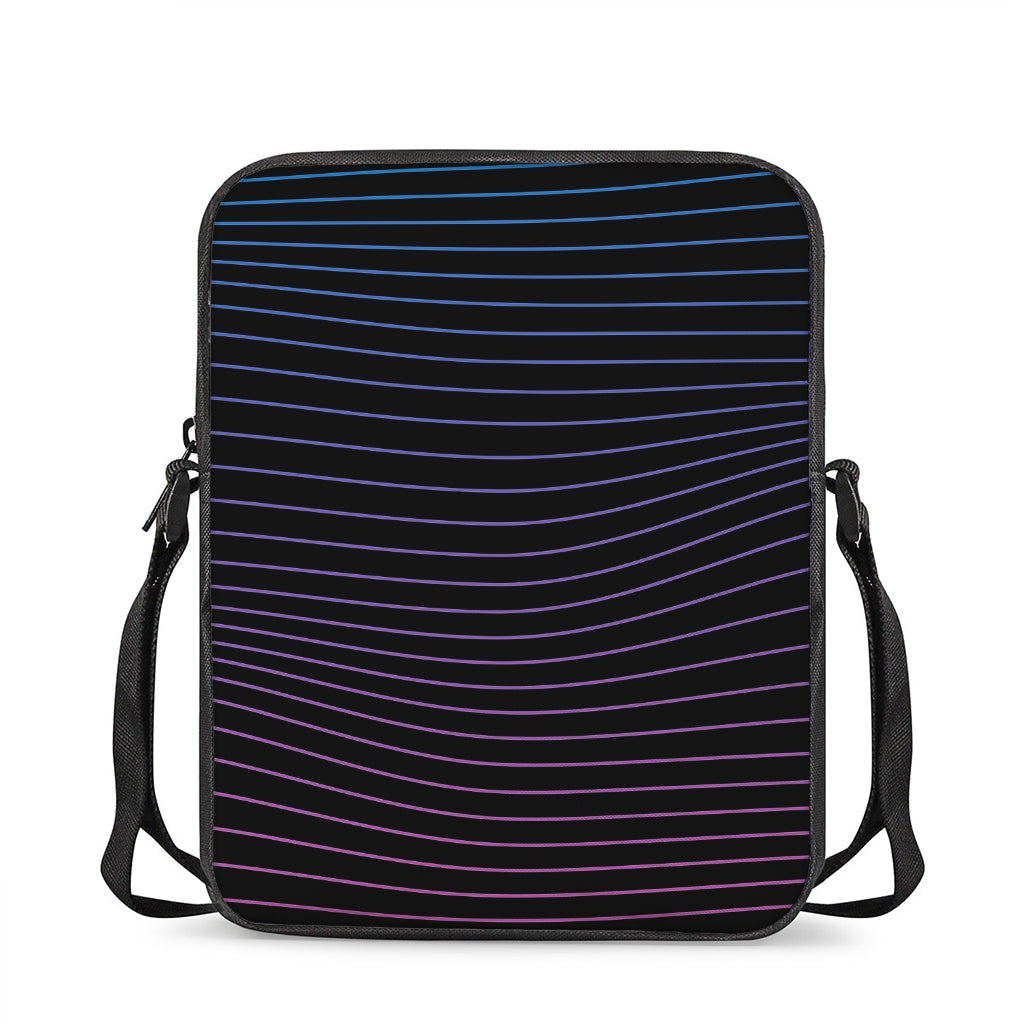 Blue And Purple EDM Wave Print Rectangular Crossbody Bag