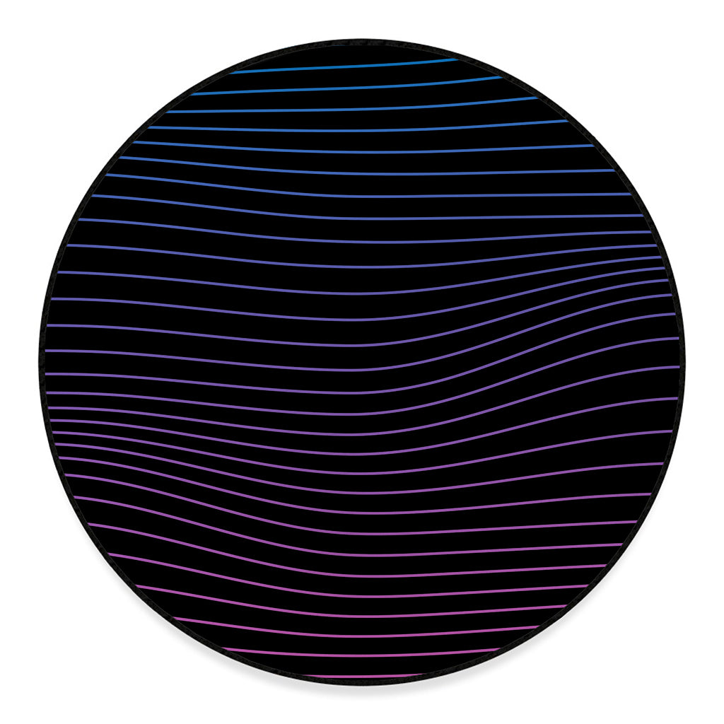 Blue And Purple EDM Wave Print Round Floor Mat