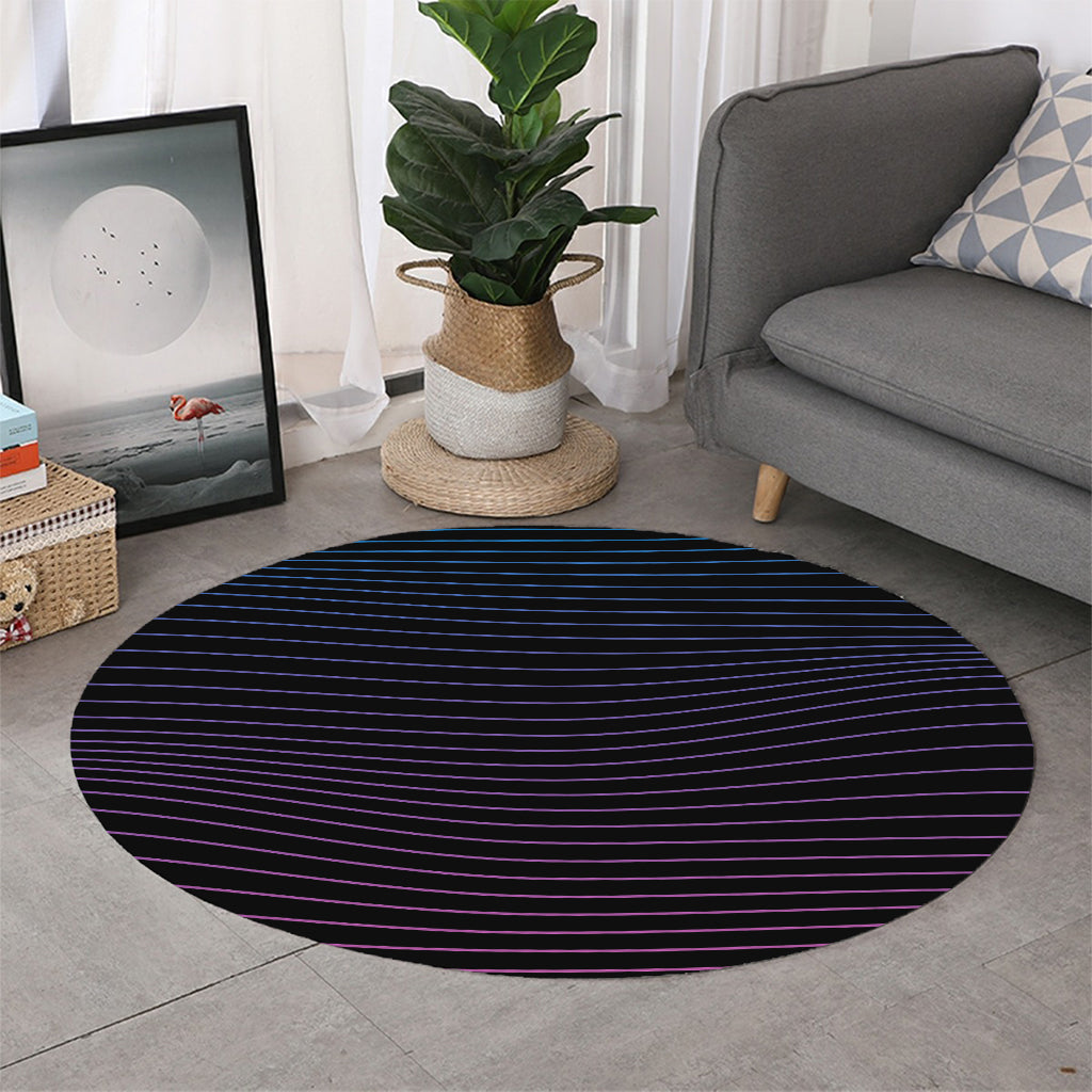 Blue And Purple EDM Wave Print Round Rug