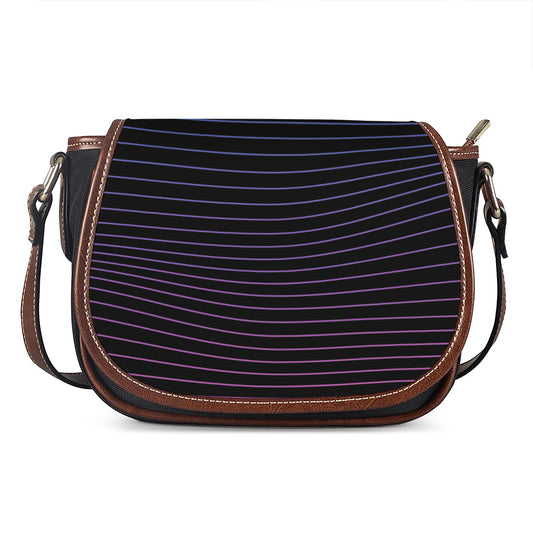 Blue And Purple EDM Wave Print Saddle Bag