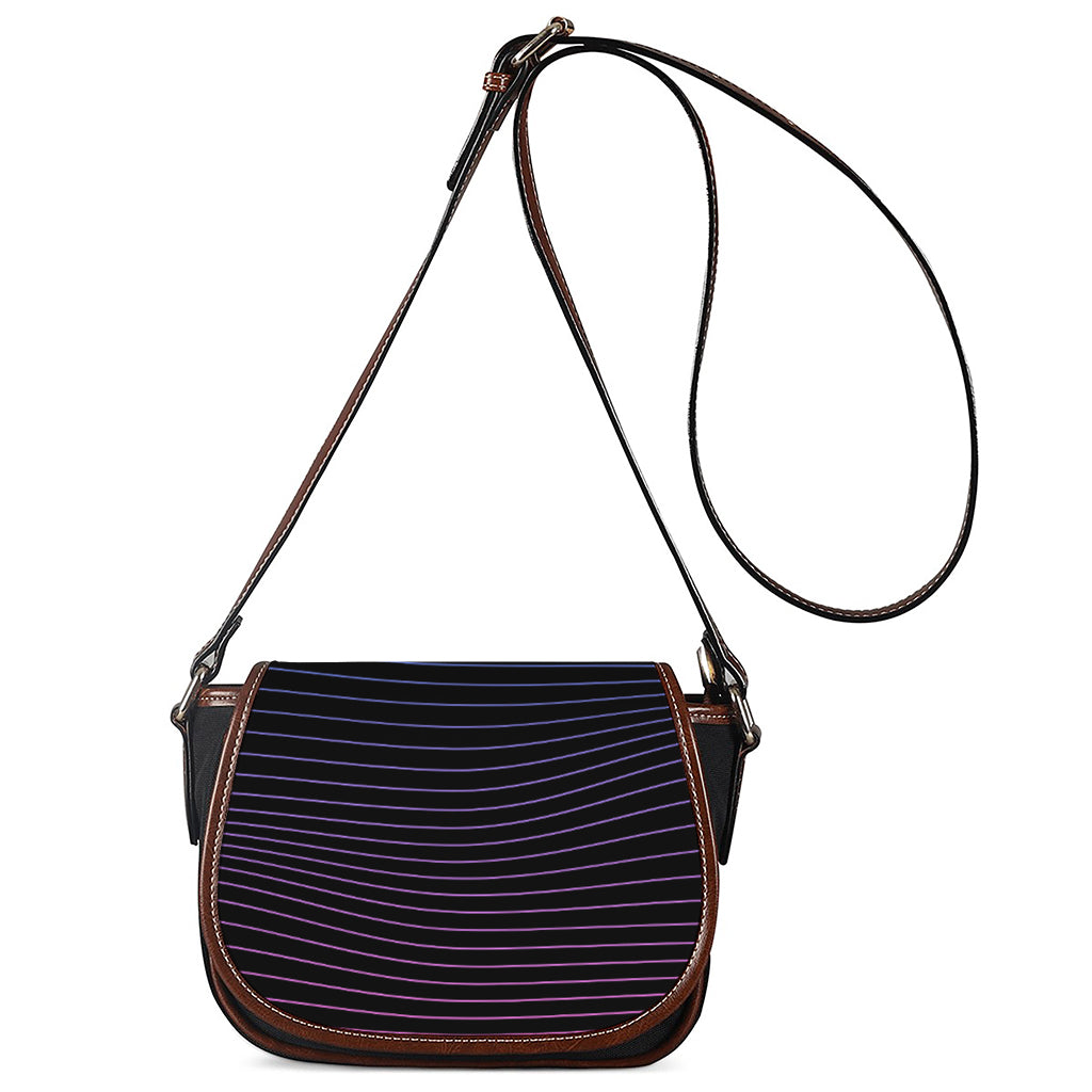 Blue And Purple EDM Wave Print Saddle Bag