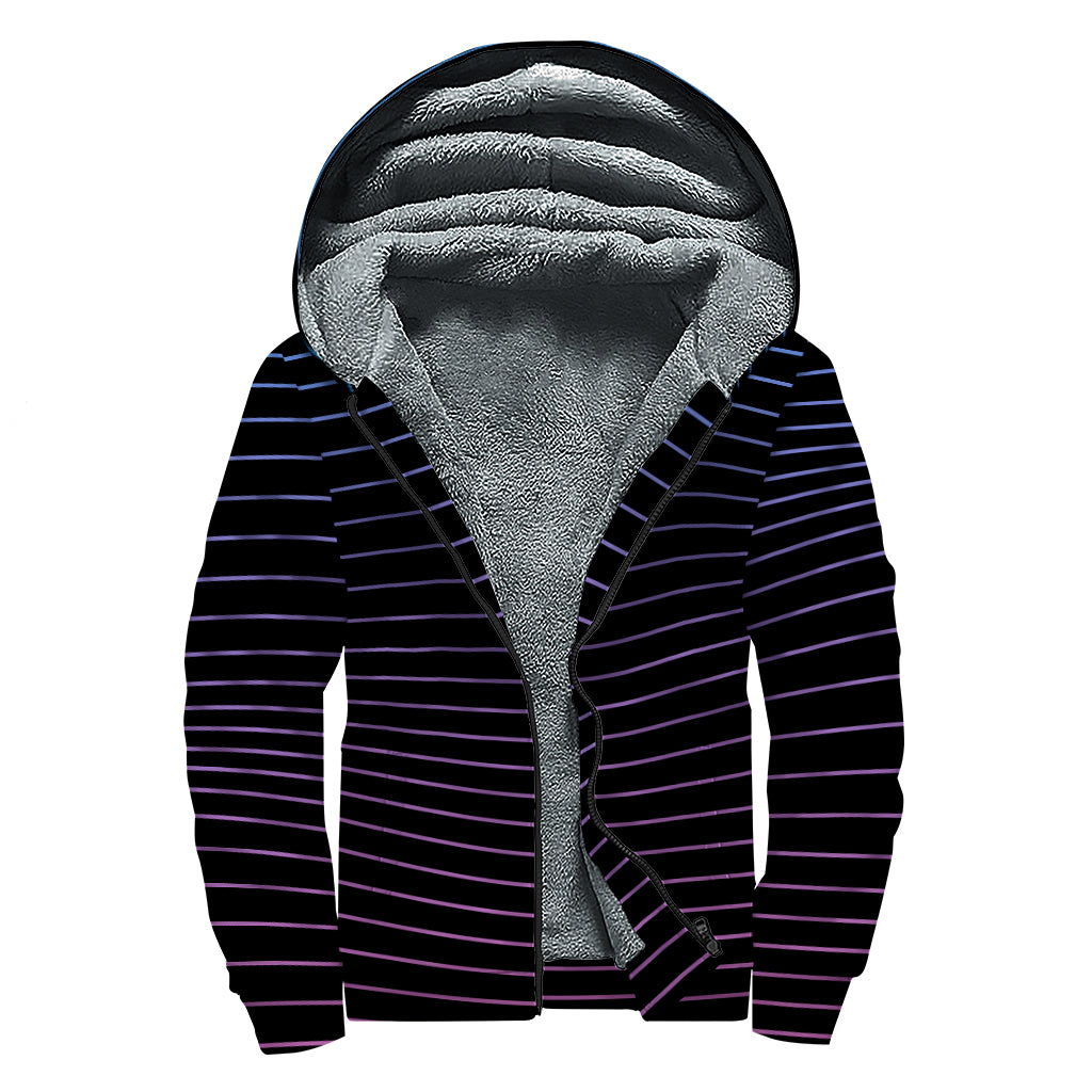 Blue And Purple EDM Wave Print Sherpa Lined Zip Up Hoodie