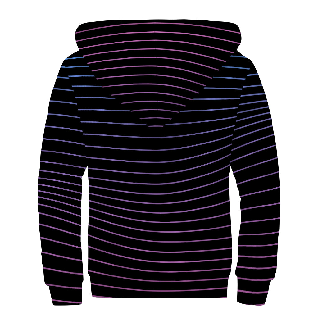 Blue And Purple EDM Wave Print Sherpa Lined Zip Up Hoodie