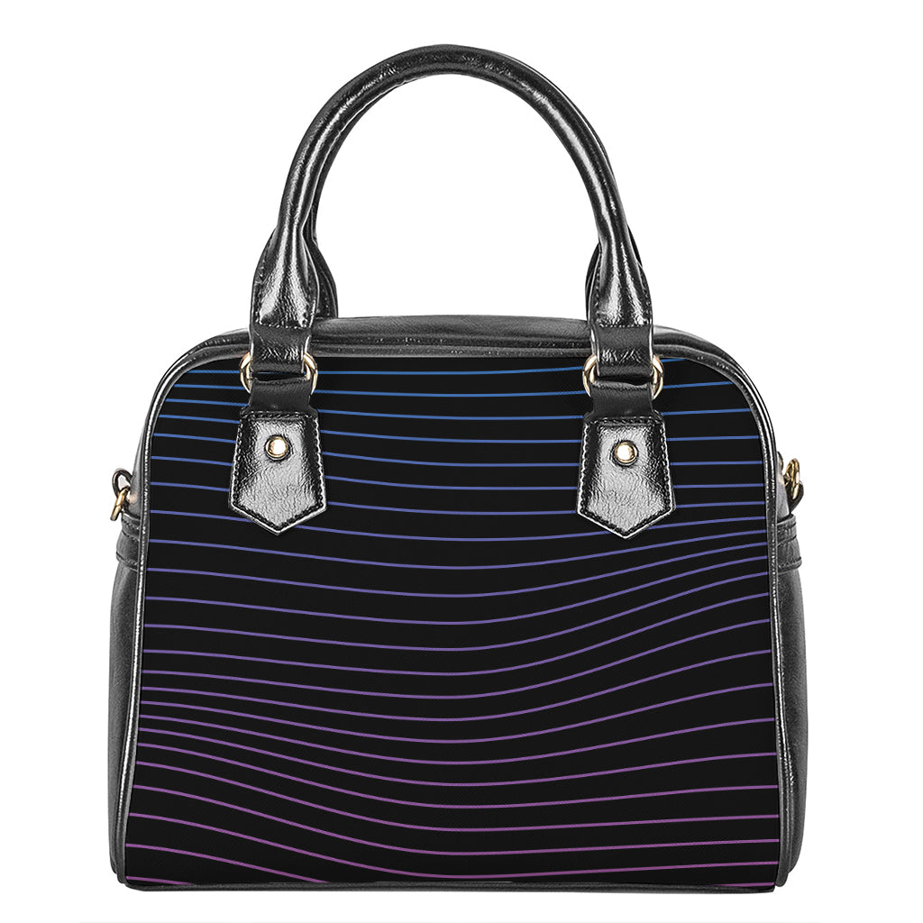 Blue And Purple EDM Wave Print Shoulder Handbag