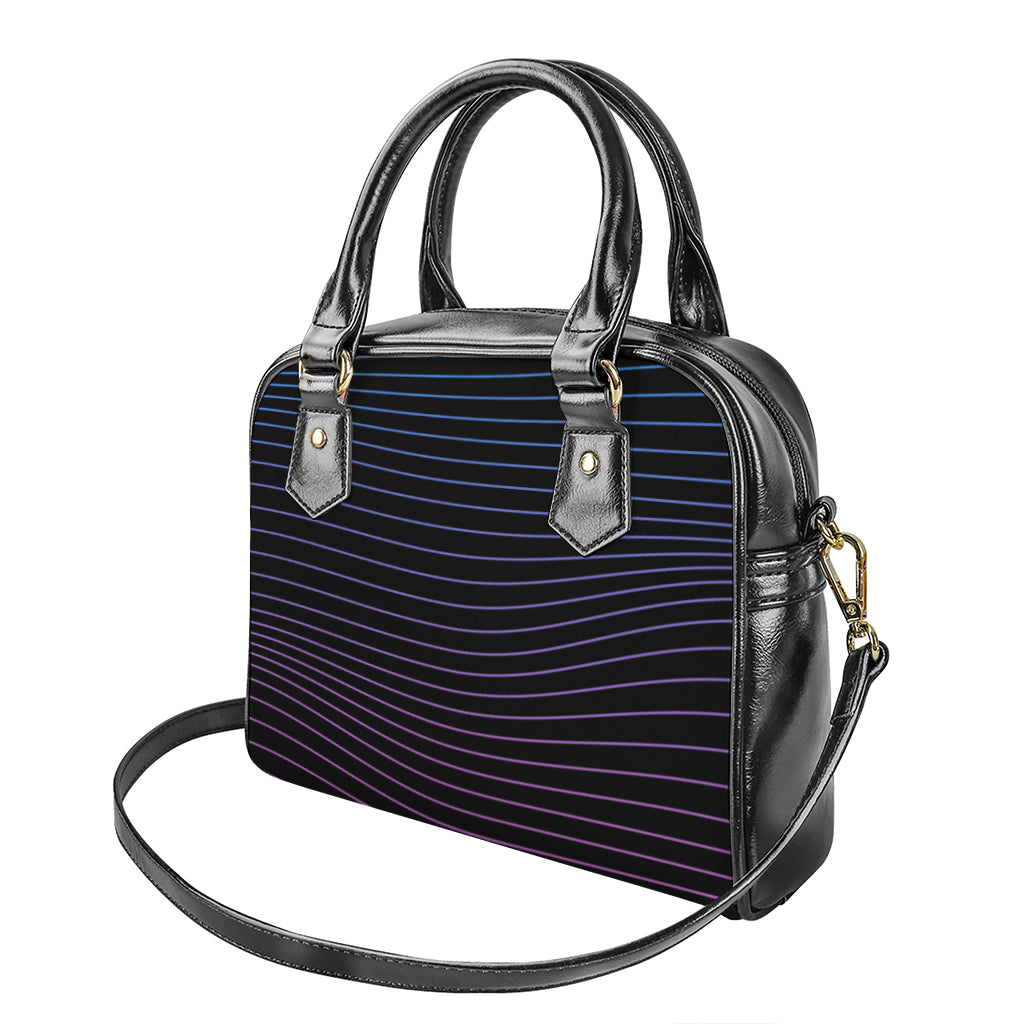 Blue And Purple EDM Wave Print Shoulder Handbag