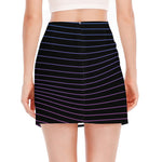 Blue And Purple EDM Wave Print Side Slit Mini Skirt