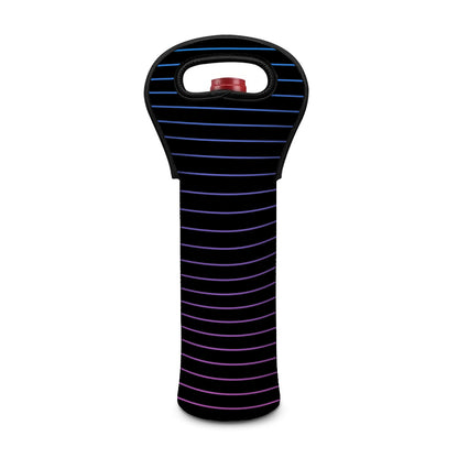 Blue And Purple EDM Wave Print Single Neoprene Wine Tote
