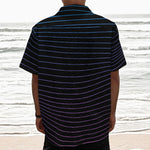 Blue And Purple EDM Wave Print Textured Short Sleeve Shirt