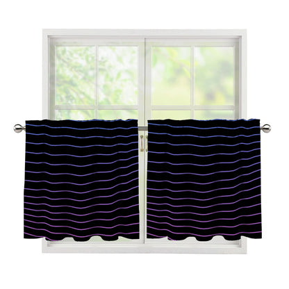 Blue And Purple EDM Wave Print Tier Curtains