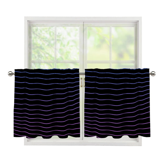Blue And Purple EDM Wave Print Tier Curtains