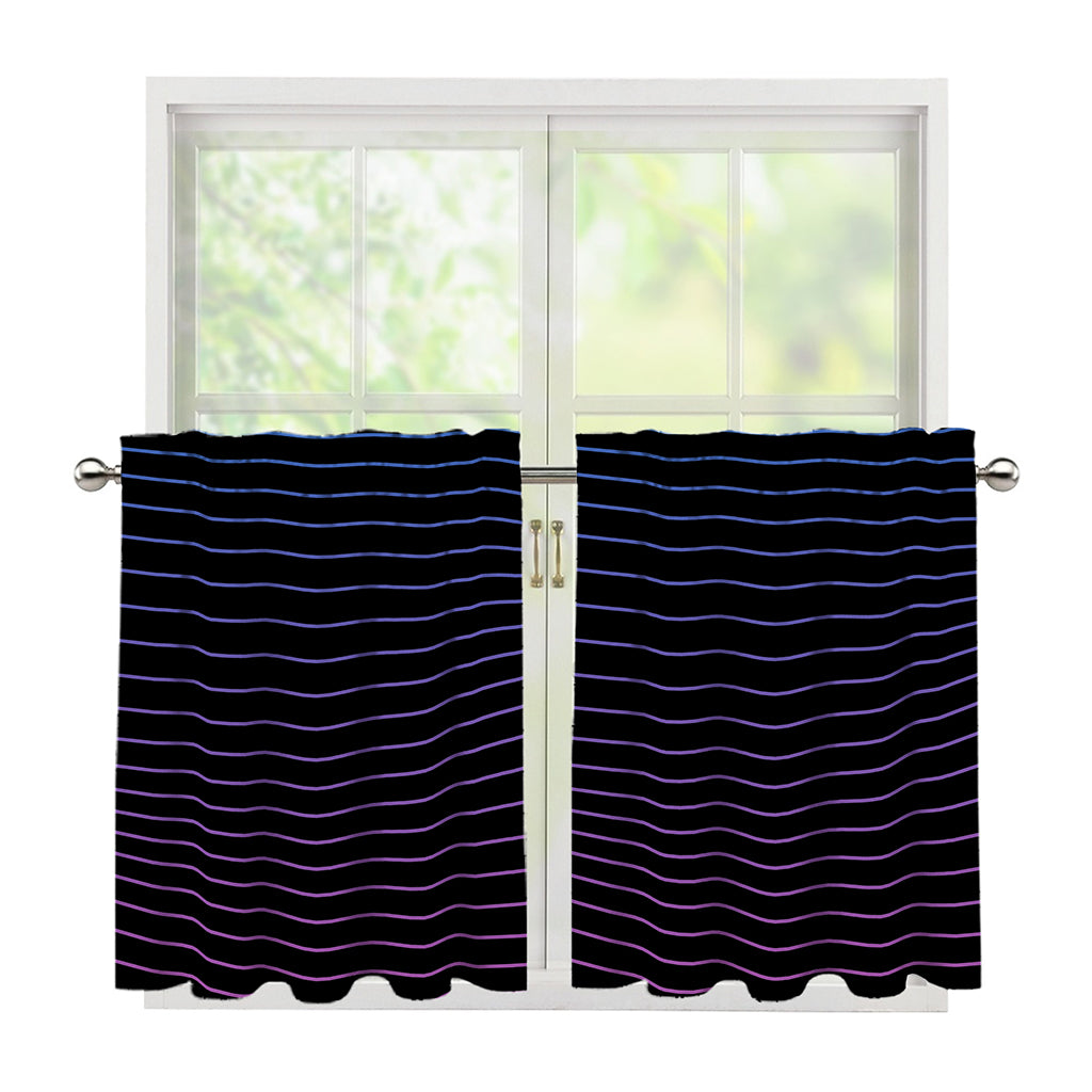 Blue And Purple EDM Wave Print Tier Curtains