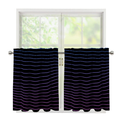 Blue And Purple EDM Wave Print Tier Curtains